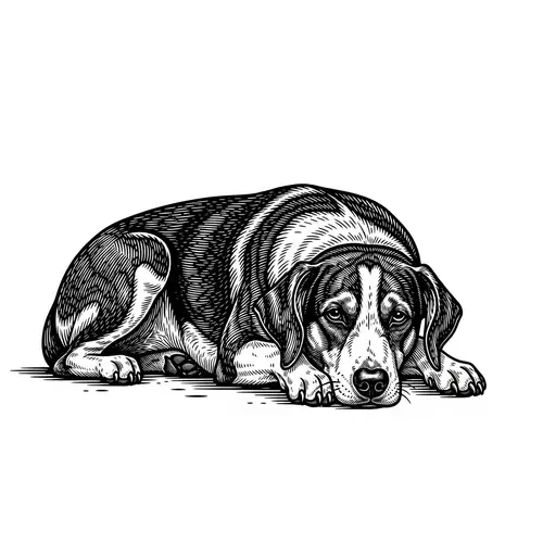 Vintage Black & White Dog T-Shirt Design