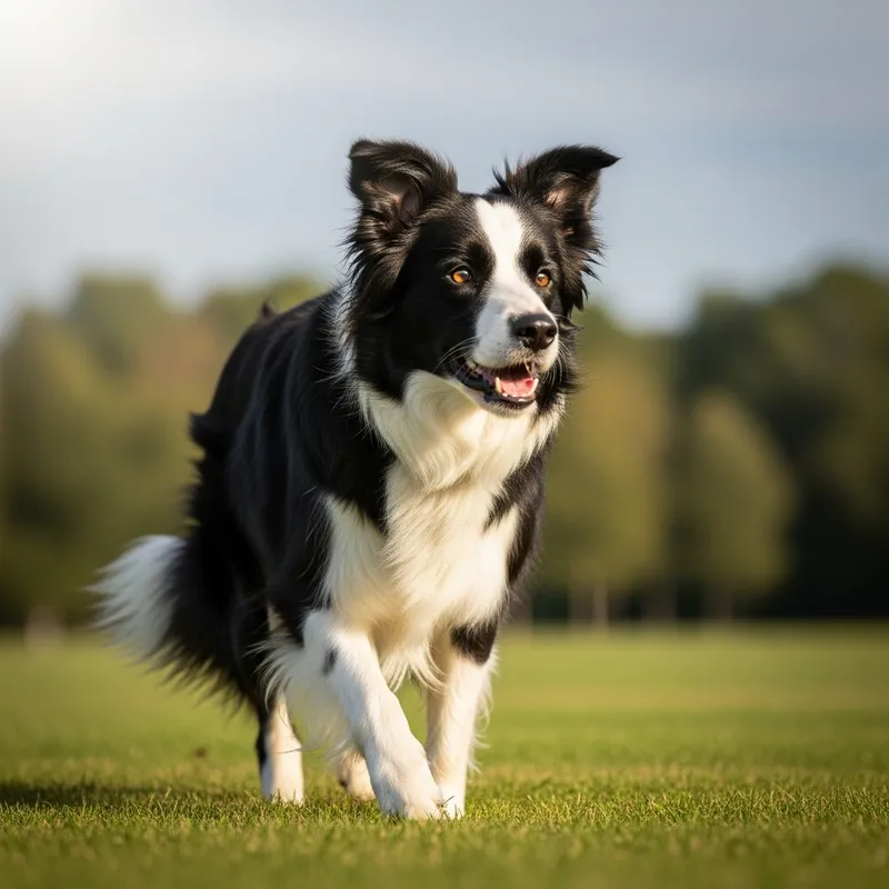 Black Border Collie with White Spots