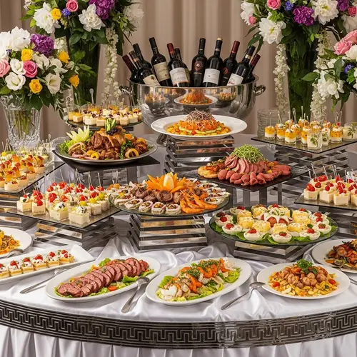 Luxurious Wedding Buffet with International Gourmet Dishes