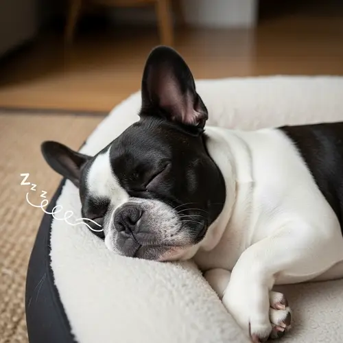 Tranquil Black and White French Bulldog Sleeping Peacefully