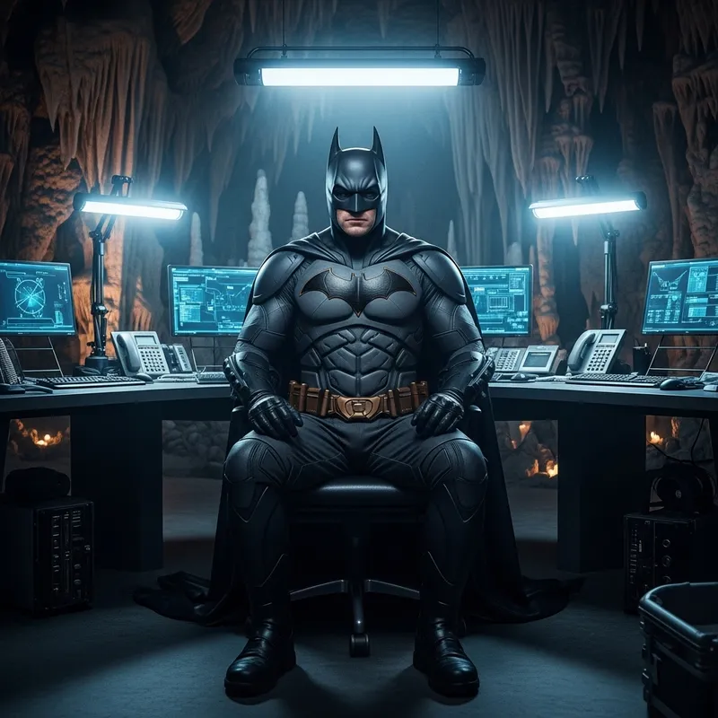 Ben Affleck Batsuit Office Chair Modernized Cave Scene Ben Affleck Batsuit Office Chair Modernized Cave Scene