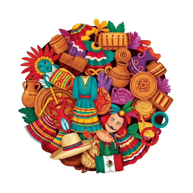 Abstract Mexican Cultural Elements - Artistic Expression Abstract Mexican Cultural Elements - Artistic Expression