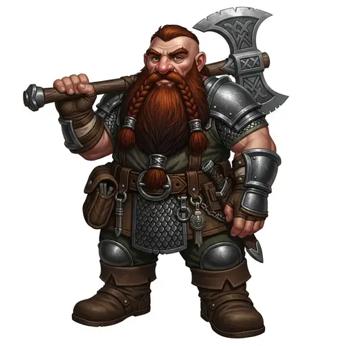 Male Dwarf Character in D&D Scenario | Strong Warrior with Fiery Beard