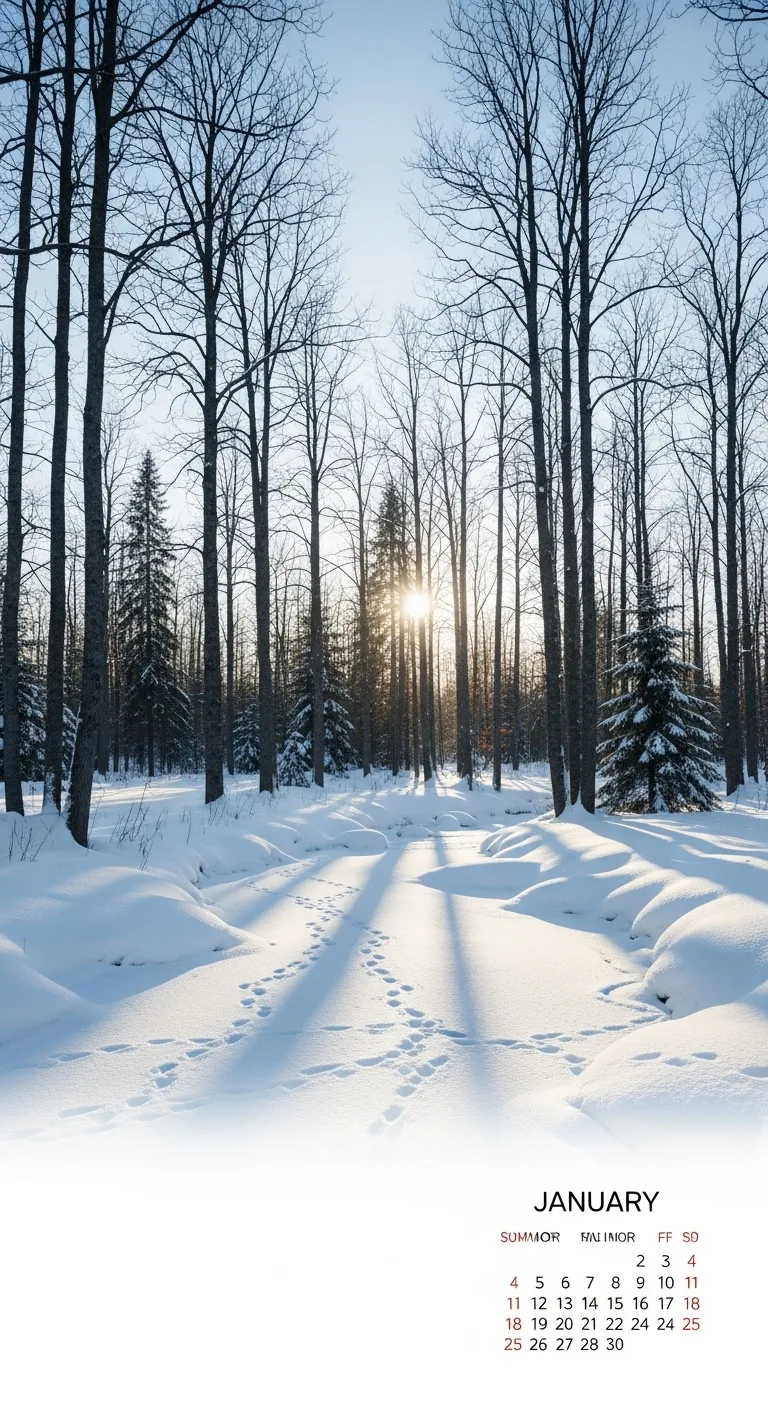 January Winter Wonderland Landscape | Snowy Scene Background