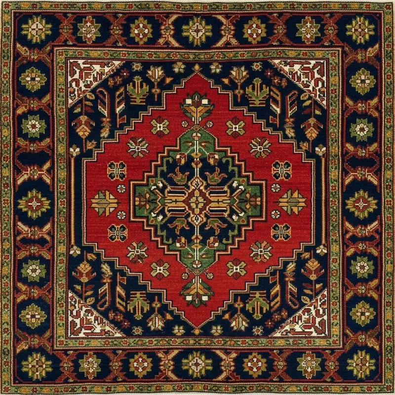 Soviet Carpet with Geometric Motifs