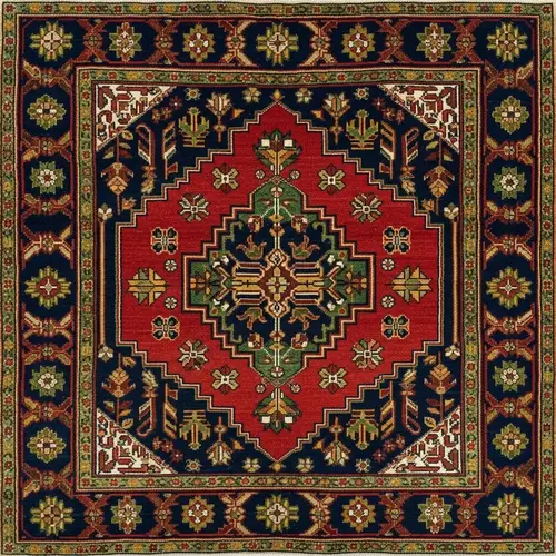 Traditional Soviet Carpet with Rich Geometric Motifs