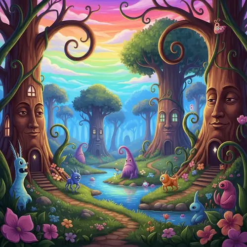Enchanted Forest Surrealism - A Fantastical Realm Exploration