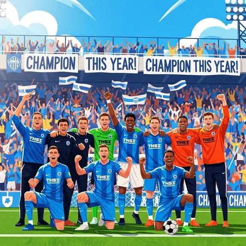 Soccer Team Celebrating Champions - Bright Sky Stadium