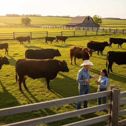 Traditional Cattle Ranch Panorama | Healthy Cattle Grazing