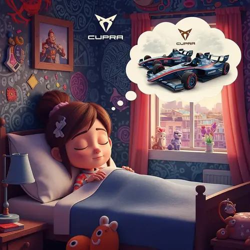 Whimsical Cartoon Poster: Dream of Becoming Formula E Driver - CUPRA