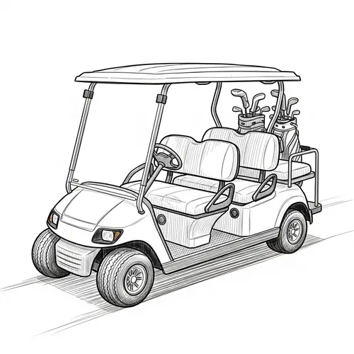 Detailed Sketch of 4-Seat Golf Cart