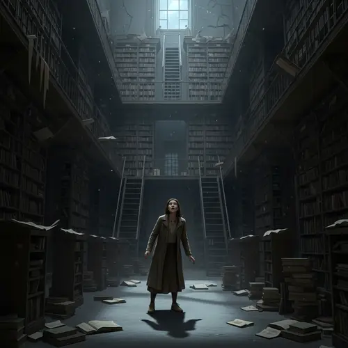 Trapped in Shadows: A Library's Dark Embrace