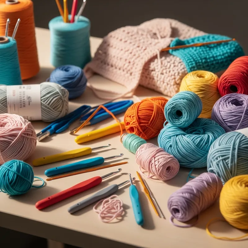 Serene and Peaceful Crochet Table with Vibrant Tools Serene and Peaceful Crochet Table with Vibrant Tools
