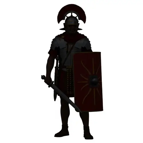 Ancient Roman Soldier Silhouette Holding a Sword