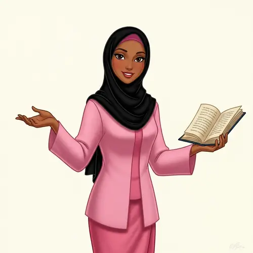 Elegant Malay Teen in Pink Baju Kebaya & Black Hijab