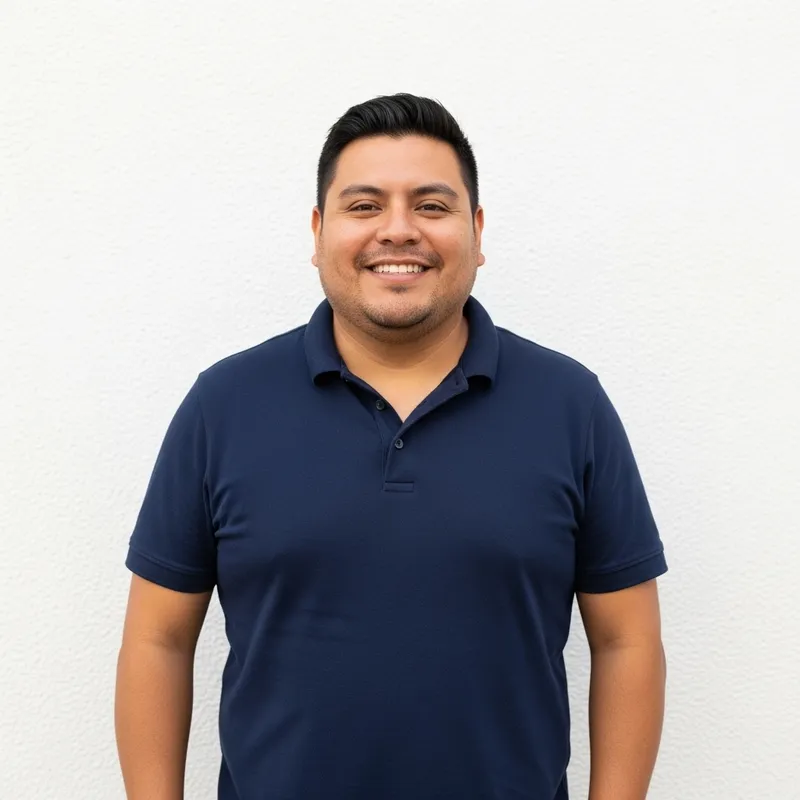 Cheerful Hispanic Man Smiling with White Background