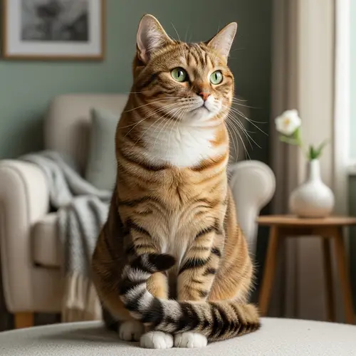 Graceful Cat with Glossy Coat and Bright Eyes