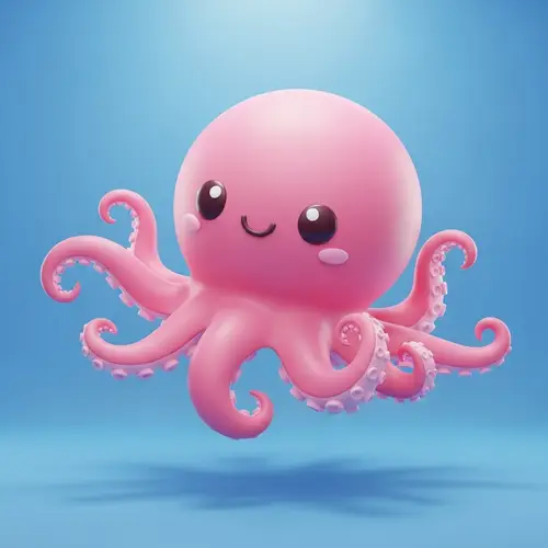 Delightful Pink Octopus 3D Icon | Cute Floating Design