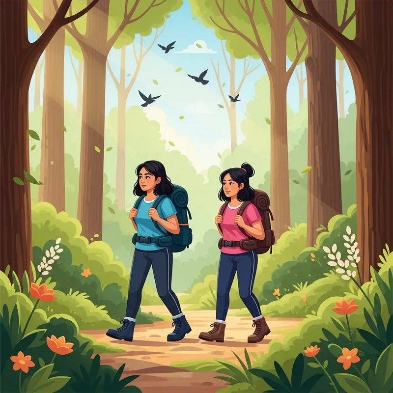 Tranquil Spring Forest Hike with Companions | Nature Beauty