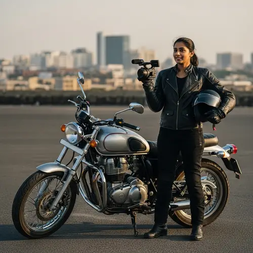 South Asian Woman with Motorbike: Capturing Exciting Journeys