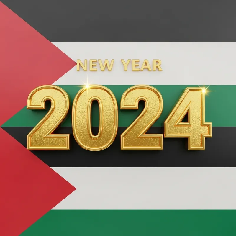 New Year 2024 Greeting with Palestinian Flag Theme
