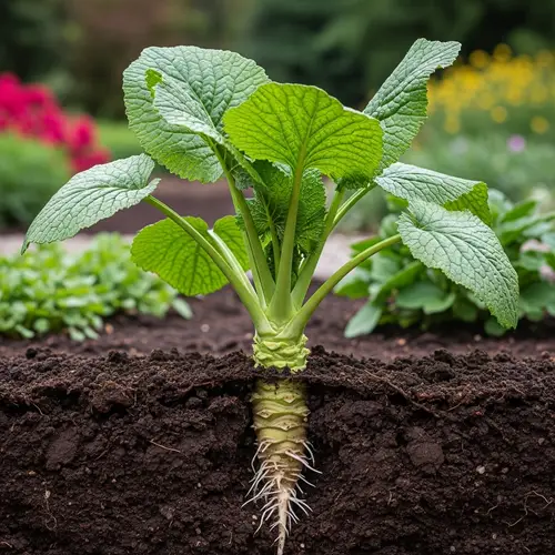 Vivid Wasabi Plant Illustration in Garden | Artwork