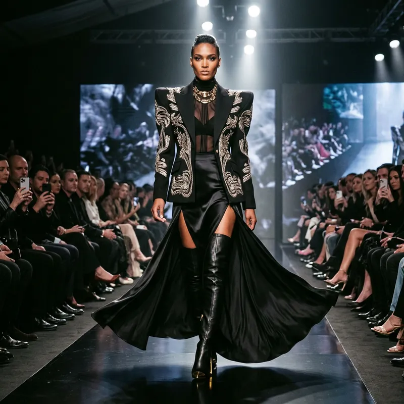 Stunning Model on Runway | High-Fashion Show