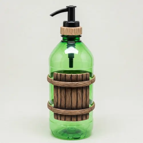 Green PET Bottle with Rustic Dispenser