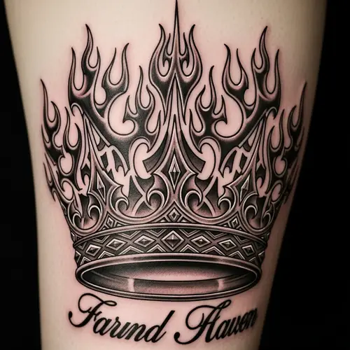 Tribal Flame Kings Crown Tattoo Cover Up