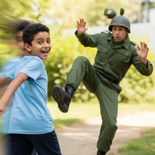 Adventurous Middle-Eastern Boy Outwits Caucasian Soldier in Humorous Encounter
