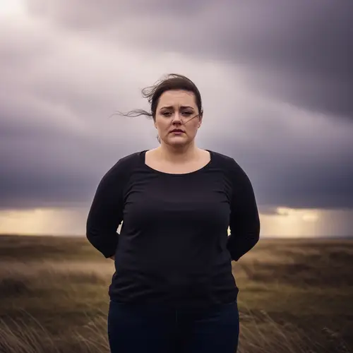 Strength and Resilience: Alone Plus-Size Woman Confronting Societal Pressures