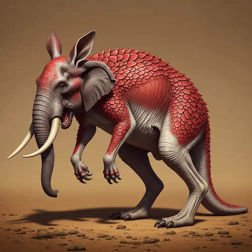 Hybrid Creature with Martian Elephant and Earth Kangaroo Features