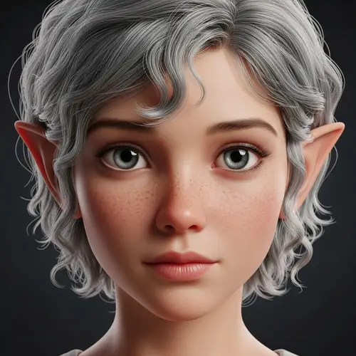 Young Elf Portrait with Flawless Skin and Silver Curls