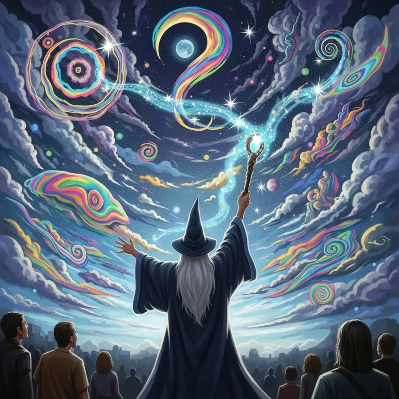 Wizard Creates Psychedelic Heaven with Staff | Fantasy Art Scene
