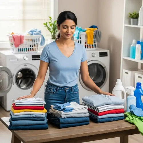 South Asian Woman Doing Laundry: Everyday Joy at Home