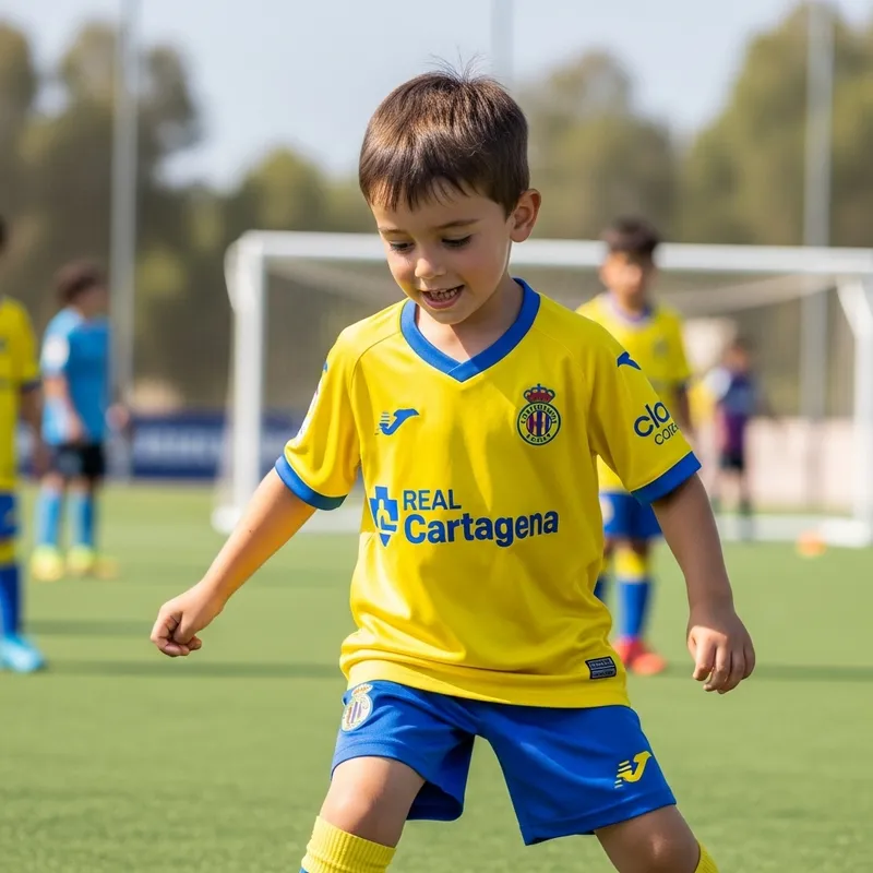 Child in Real Cartagena Football Team Jersey