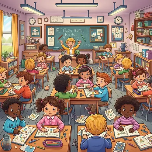 Vibrant Classroom Scene: Children Learning Together
