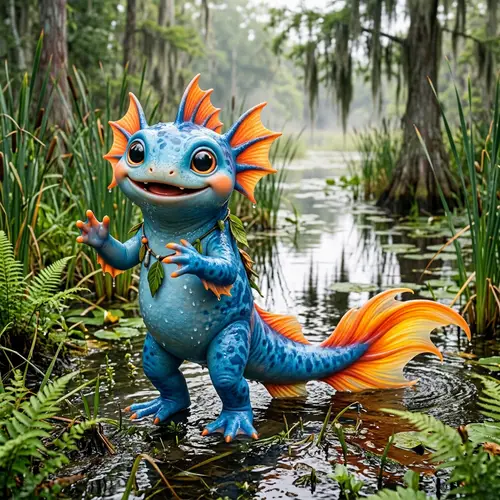 Marshtomp Pokemon - Blue Amphibian Fantasy Creature