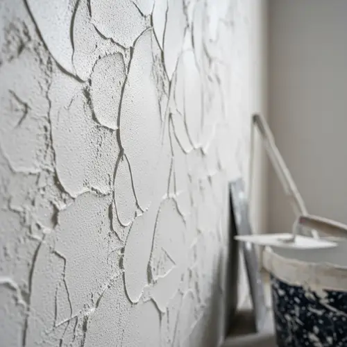 Freshly Painted White Plaster Wall with Intricate Details