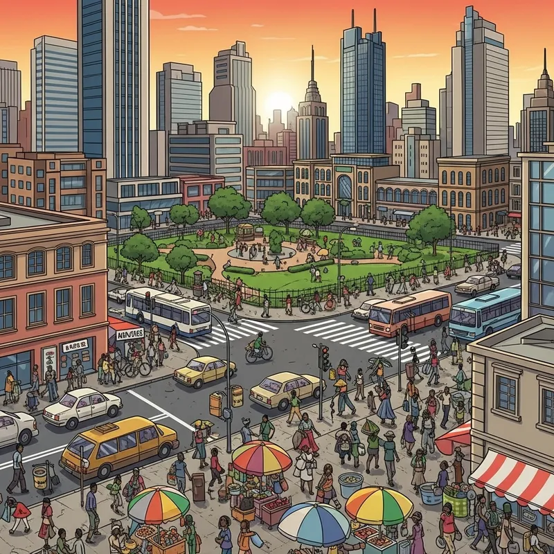 Vibrant Black City: Urban Diversity and Cultural Richness