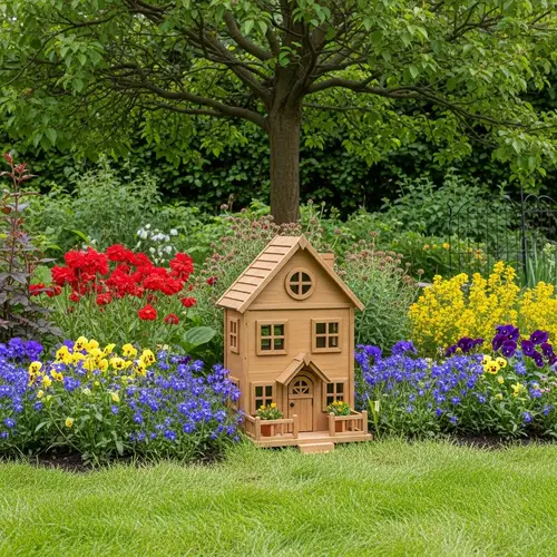 Adorable Mini House in Lush Garden with Rustic Charm