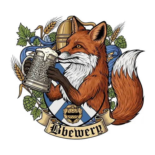 Crafting a Fox-Inspired Brewery Coat of Arms with Traditional Beer Stein Design