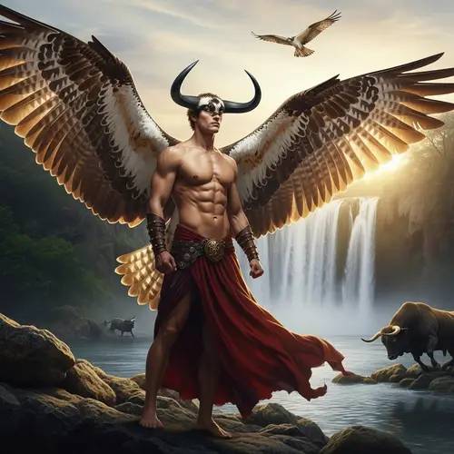 Iberian Water God with Osprey Wings and Bull Horns