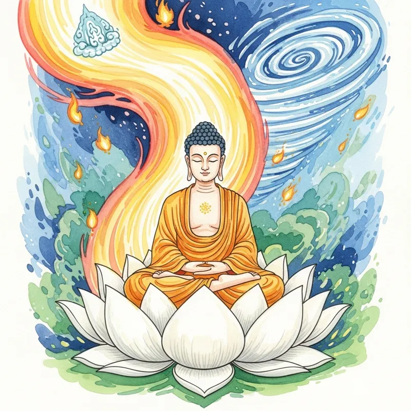 Meditating Buddha on White Lotus | Tranquil Watercolor Art