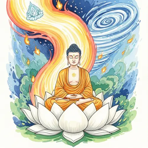 Meditating Buddha on White Lotus | Serene Energy Watercolor Art