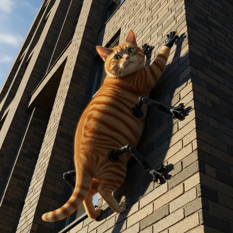 Realistic Cat-Spider Climbing Wall | Aesthetics & Beauty Realistic Cat-Spider Climbing Wall | Aesthetics & Beauty