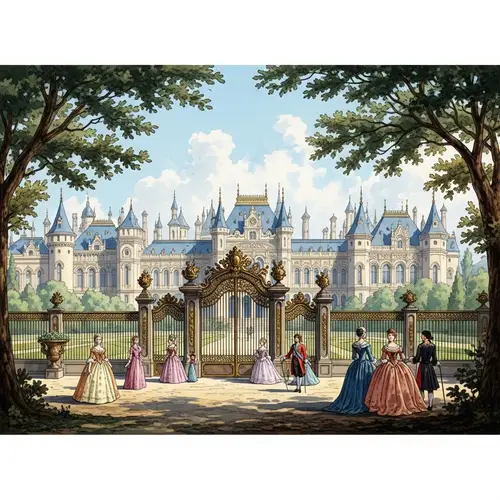 Majestic Royal Palace Watercolor Painting