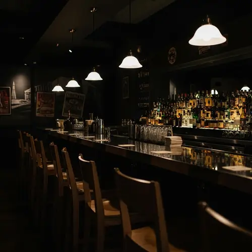 Dark Toned Bar Mockup Landscape | Liquor Bottles, Elegant Lights