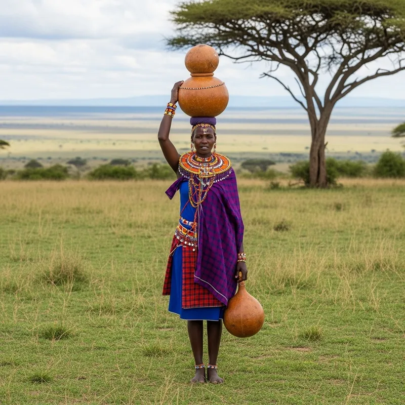 Kenyan Woman in Vibrant Tribal Attire | Cultural Heritage Display