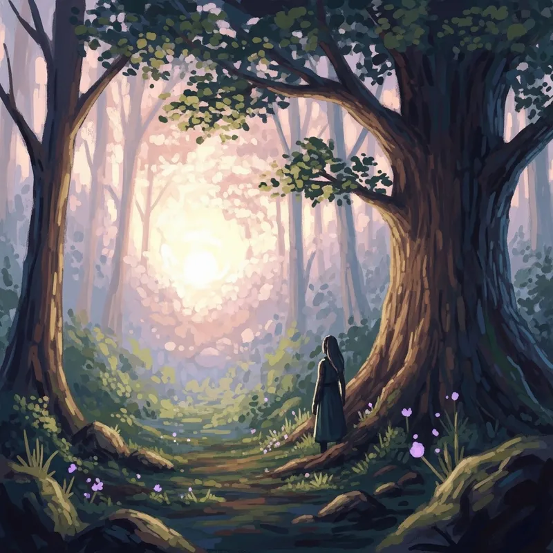 Mystical Forest at Dawn: Impressionistic Fantasy Landscape